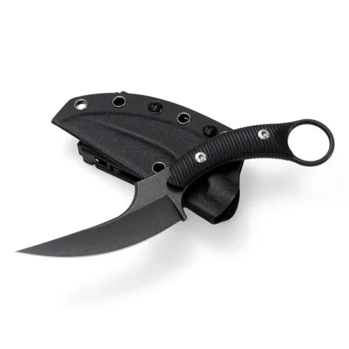 KK1011_B1_01 Mackerel Shark Tactical Karambit Knife | 3.74″ Black Stonewashed D2 Blade | Black G10 Handle | KIASLORE KK1011-1