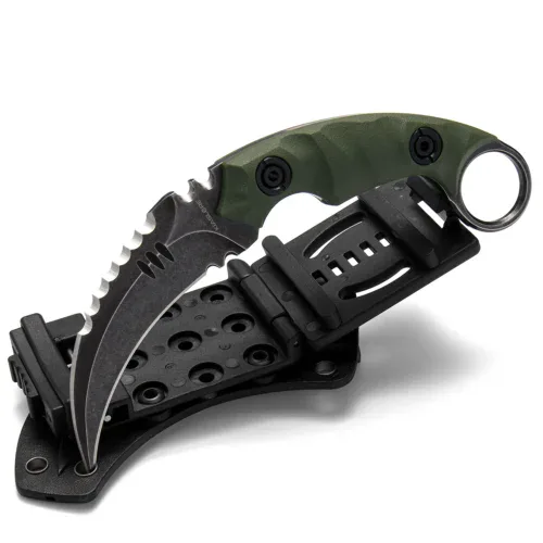 KK1212_G2_01 Shadow Fury Double Edged Claw Knife | 3.1″ Black Stonewashed D2 Blade | Green G10 Handle | KIASLORE KK1212-2