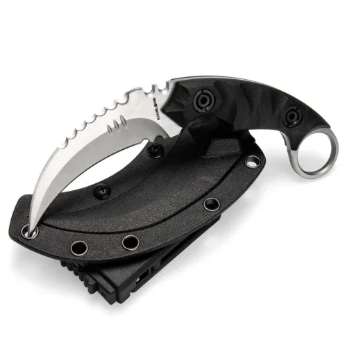 KK1212_S3_01 Shadow Fury Double Edged Claw Knife | 3.1″ Satin Finished D2 Blade | Black G10 Handle | KIASLORE KK1212-3