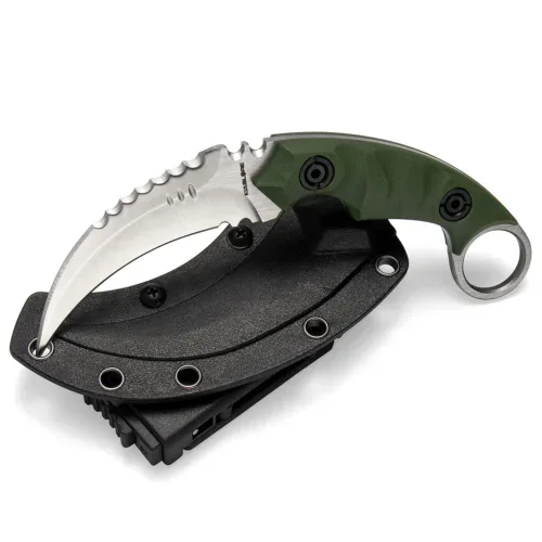 KK1212_S4_01 Shadow Fury Double Edged Claw Knife | 3.1″ Satin Finished D2 Blade | Green G10 Handle | KIASLORE KK1212-4