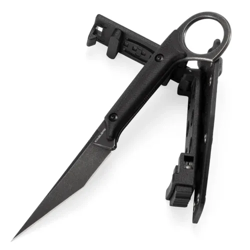 Shadow Fixed Blade Knife | 3.34″ Black Stonewashed D2 Blade | Black G10 Handle | KIASLORE KS1013-1