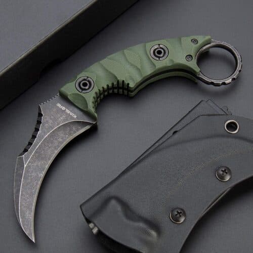adamant tactical karambit knife | 3.34″ stonewashed d2 blade | black g10 handle | camping hunting tool | kiaslore kk1221 2