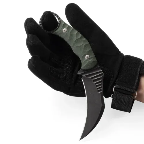 talos tactical karambit knife | 3.55″ black stonewashed m390 blade | green g10 handle | camping hunting tool | kiaslore kk141 1