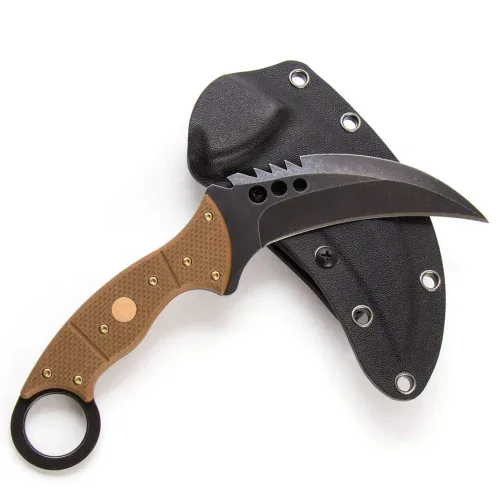 predator's claw tactical karambit knife | 3.74″ black stonewashed d2 blade | sand g10 handle | camping hunting tool | kiaslore kk710 1 predator's claw tactical karambit knife | 3.74″ black stonewashed d2 blade | sand g10 handle | camping hunting tool | kiaslore kk710 1
